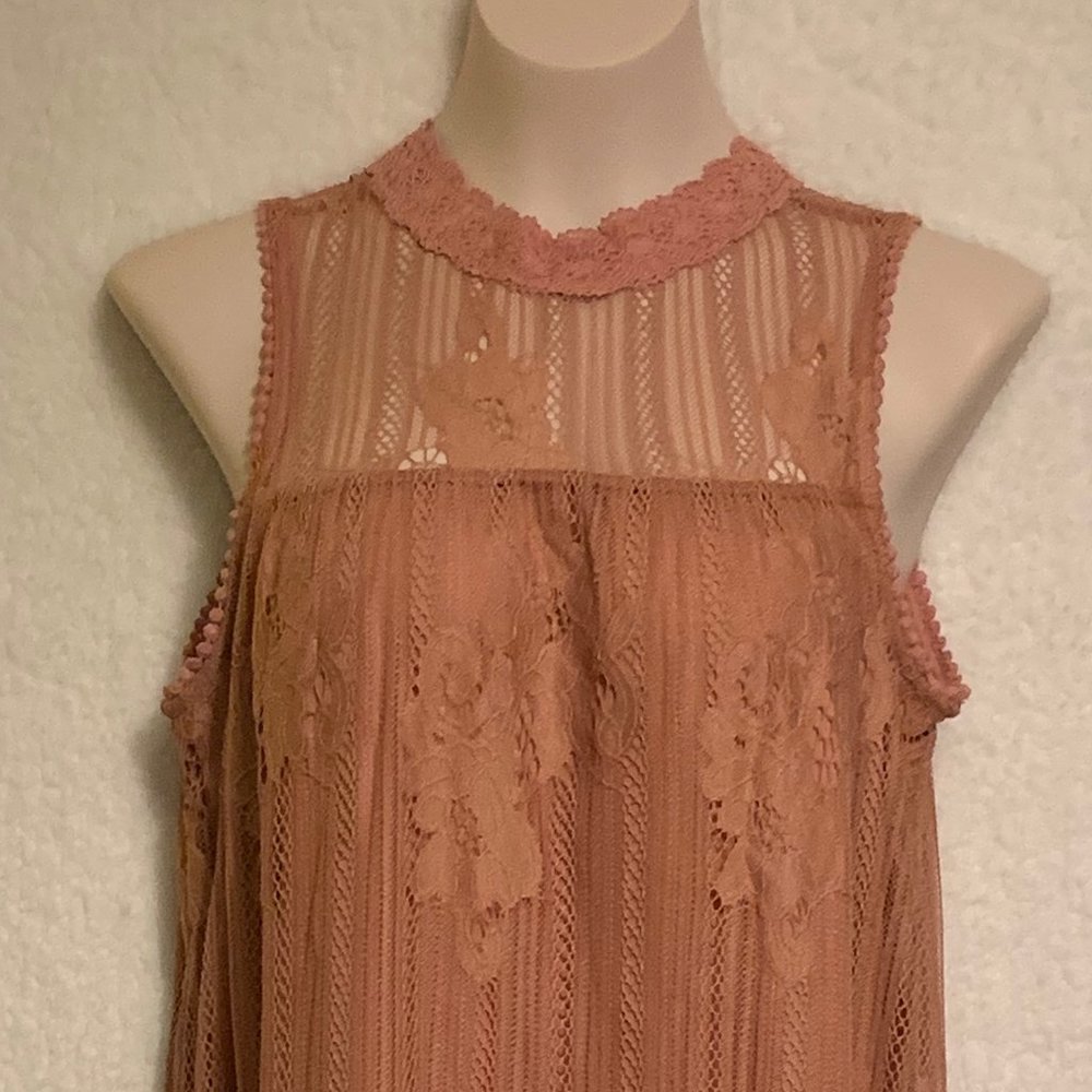 WOMEN'S XHILARATION ROSE GOLD W/LACE DRESS SZ- S